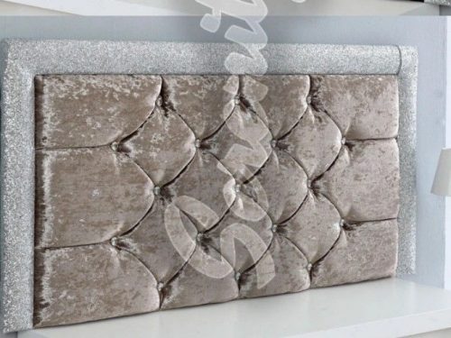 New Glitter Bumper Bar Crushed Velvet Chesterfield Headboard – All Sizes & Colours