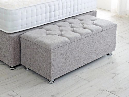 CHESTERFIELD CHENILLE OTTOMAN BOX BENCH STOOL TOY STORAGE BOX – VARIOUS COLOURS